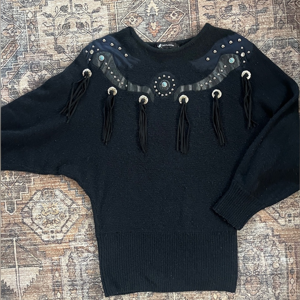 34. VINTAGE WESTERN KNIT SWEATER SZ M - Picture 1 of 7